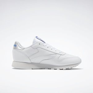 Adidasy Damskie Reebok Classic Leather Białe/Niebieskie/Różowe PL 76MKENQ